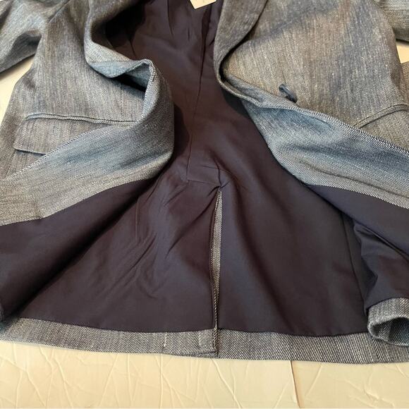 LOFT Dark Blue Chambray Linen Blend Coastal Grandma Jacket Blazer NWT Size 2 - Picture 8 of 13